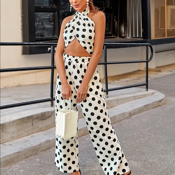 SHEIN Pants - SHEIN two-piece polka dot set